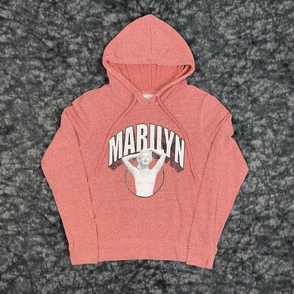 Marilyn Monroe Brand Pink Graphic Hoodie Size Large 11/13 Pocket Sweater - Picture 1 of 7